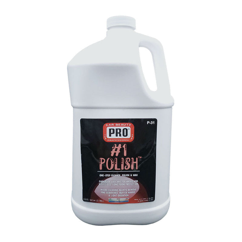 Gallon of one-step cleaner, polish and wax